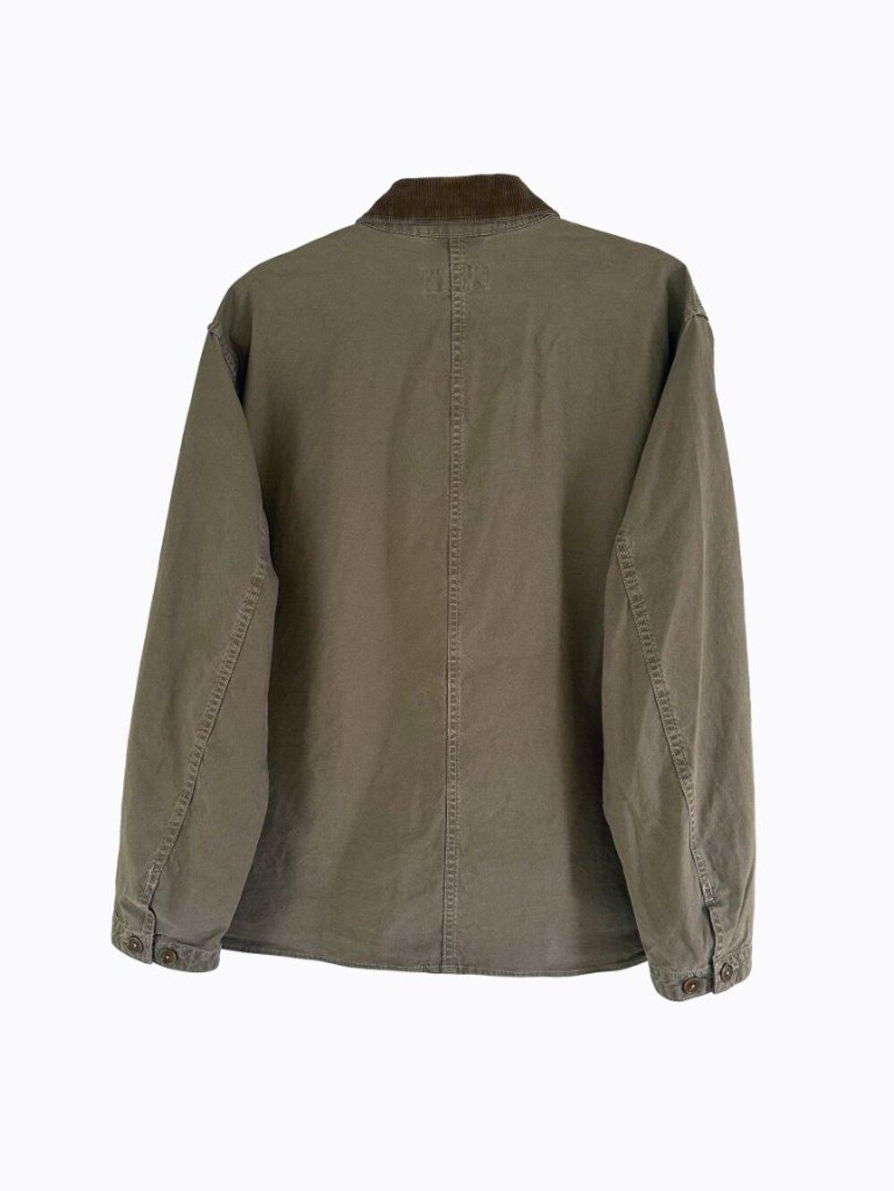 Buck Mason Craftsman Canvas Field Jacket XL Olive Green Corduroy Chore Coat Men - Picture 2 of 9